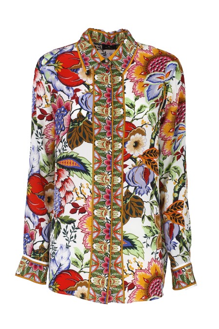 Shop ETRO  Jacket: Etro straight-fit shirt in silk crêpe de Chine with all-over multicolor bouquet-inspired print.
Composition: 100% silk.
Regular fit.
Classic collar.
Long sleeves.
Buttoned cuffs.
Button closure.
Made in Italy.. WRIA0013 AK028-X0800